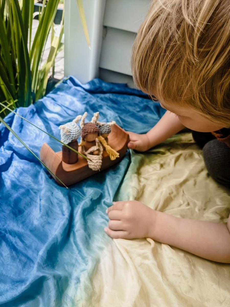 Play Artisans of Batur Village | Natural Wooden Peg Doll And Boat Play Set