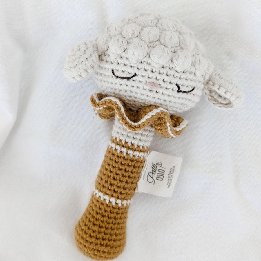 Play Patti Oslo | Patti Oslo Organic Cotton Rattle With Bell | Lamb