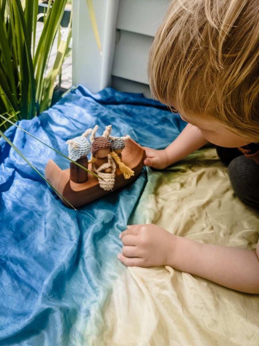 Play Artisans of Batur Village | Natural Wooden Peg Doll And Boat Play Set