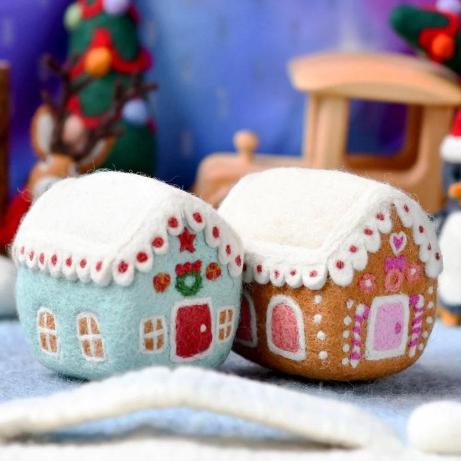 Play Tara Treasures | Christmas Decor - Gingerbread Felt Houses