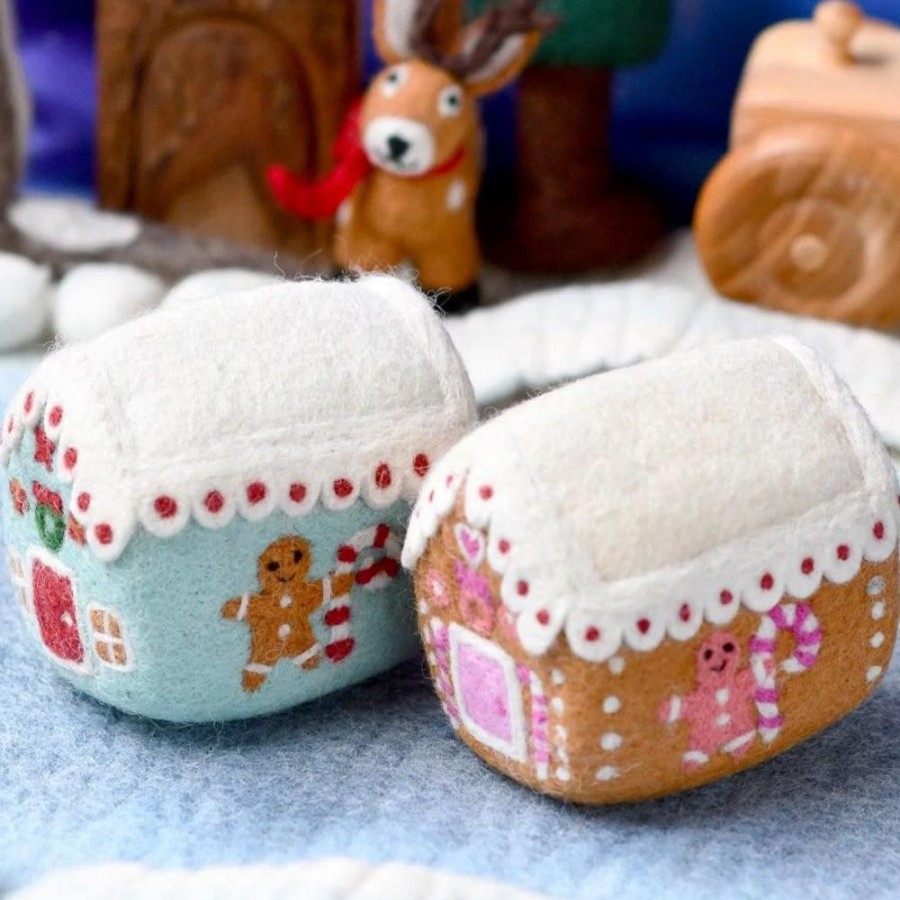 Play Tara Treasures | Christmas Decor - Gingerbread Felt Houses