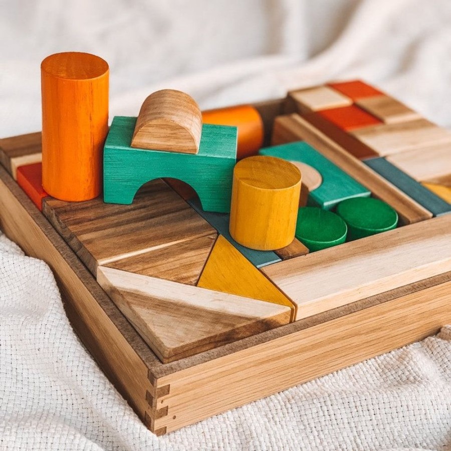 Educational Resources Q Toys | Qtoys | Natural Wooden Blocks - Colour