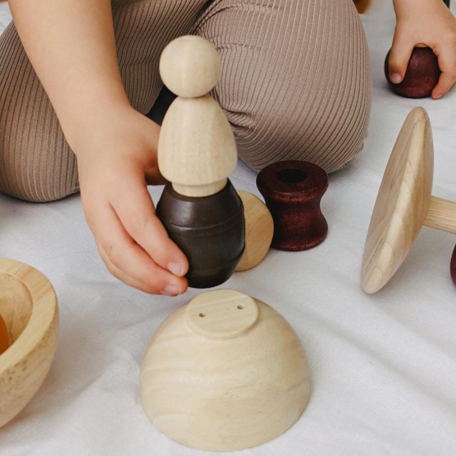 Play Blue Ribbon | Loose Parts - Wooden Peg Doll Figures