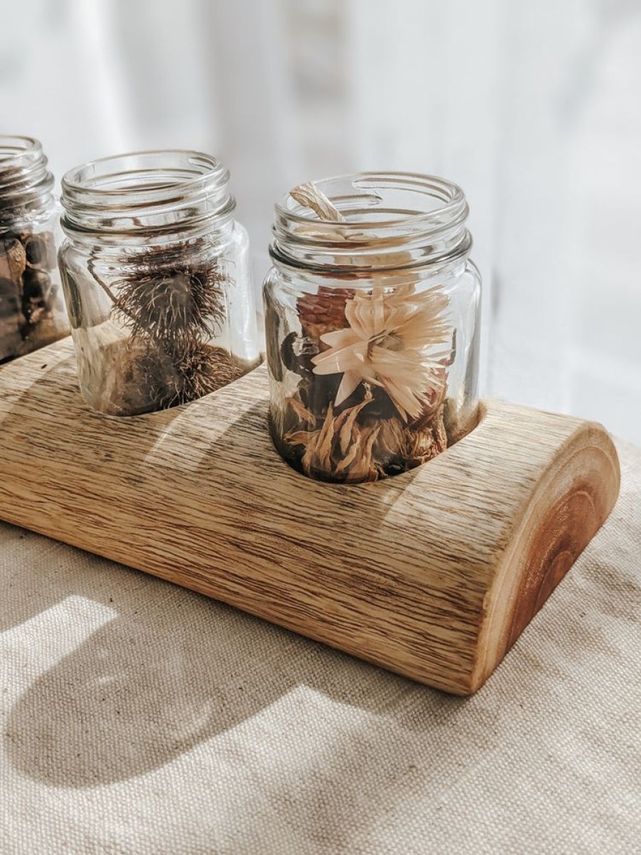 Educational Resources Artisans of Batur Village | Wooden Paint Tray With Glass Jars