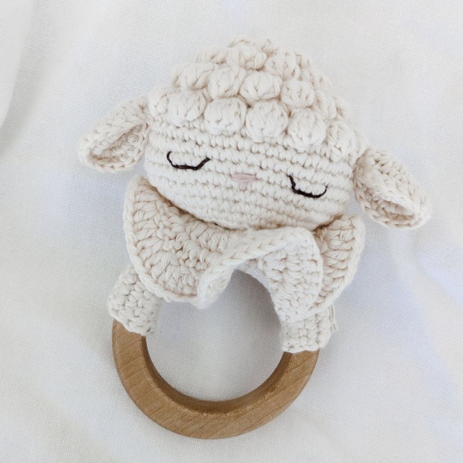 Play Patti Oslo | Patti Oslo Natural Teething Ring With Bell | Lamb