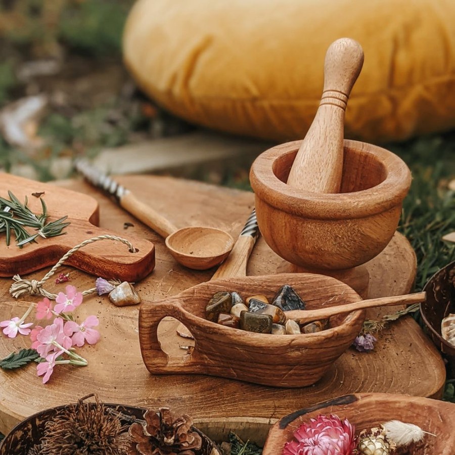 Educational Resources Q Toys | Qtoys | Wooden Mortar And Pestle - Small