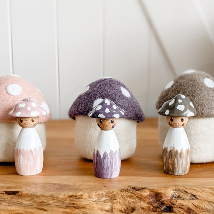 Play Fairplay | Toadstool Peg Doll And Felt Home Set (4 Colours)