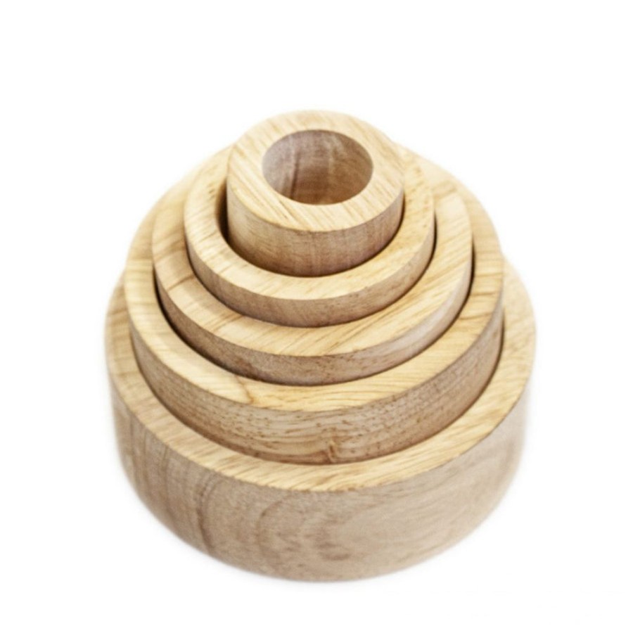 Educational Resources Q Toys | Qtoys | Wooden Stacking Nesting Bowls - Natural