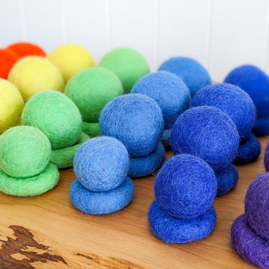 Play Artisans of Batur Village | Rainbow Felt Balls And Rings Set - 56 Pieces