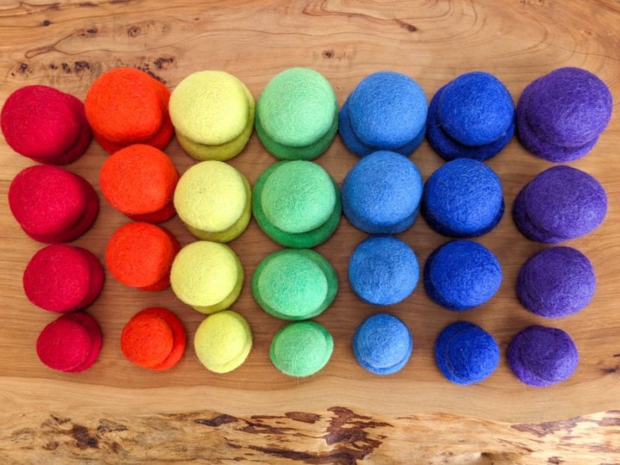 Play Artisans of Batur Village | Rainbow Felt Balls And Rings Set - 56 Pieces