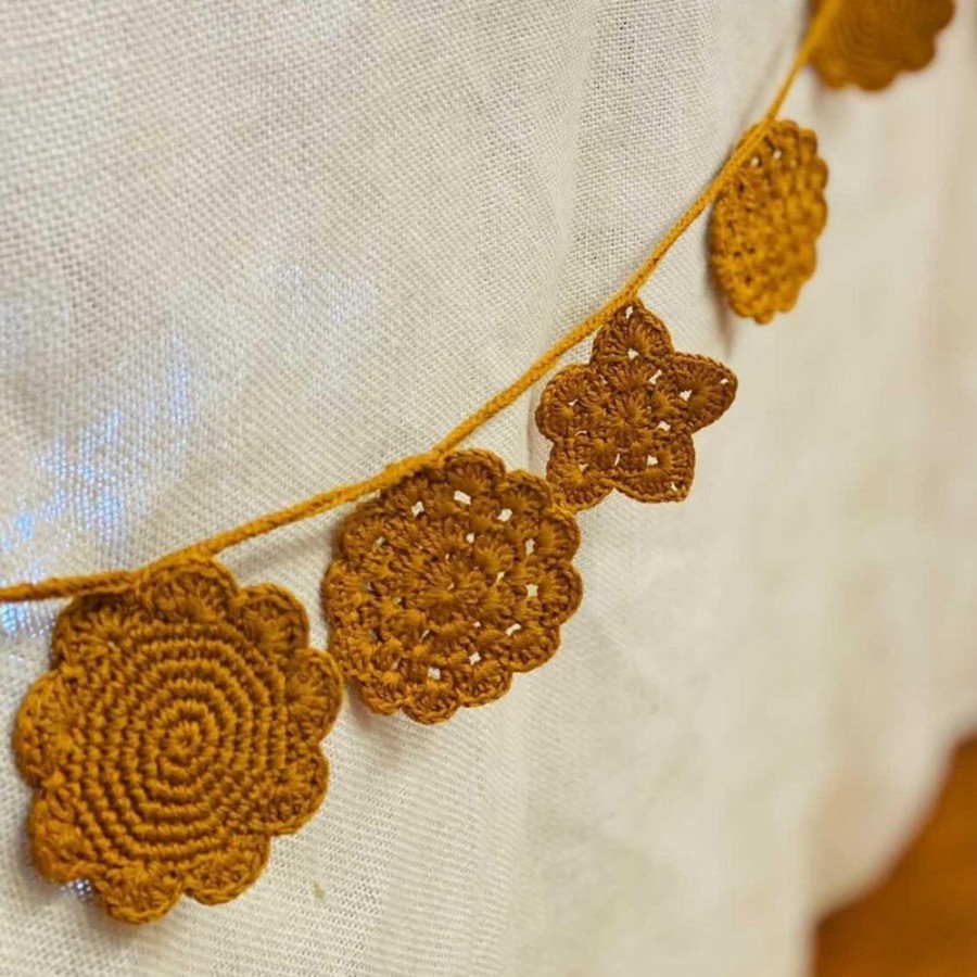 Home Above Rubies | Crochet Garland - Vintage Mustard