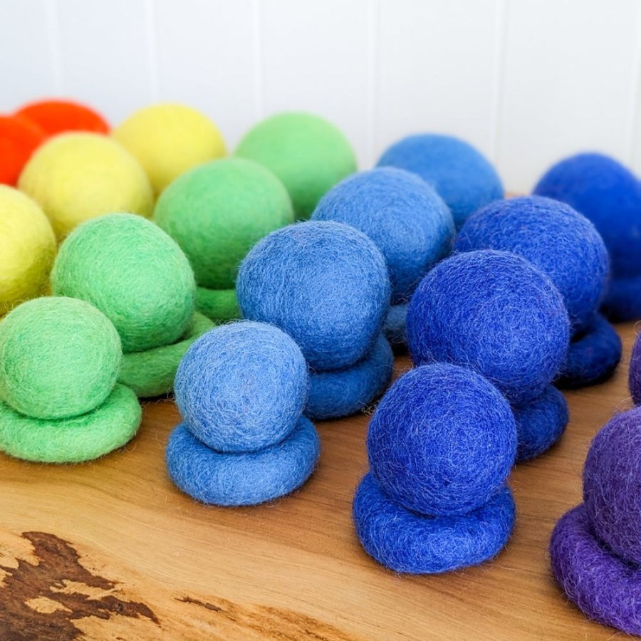 Educational Resources Artisans of Batur Village | Rainbow Felt Balls And Rings Set - 56 Pieces